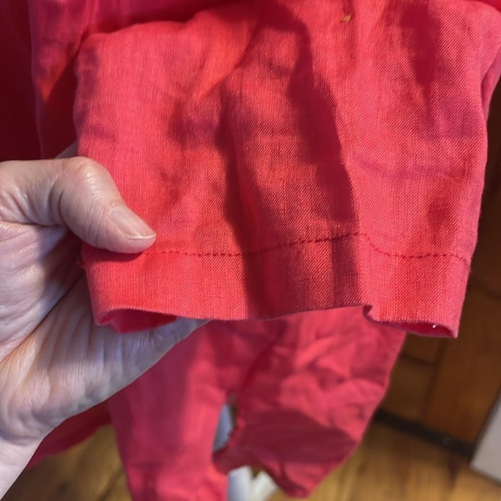 Elliott Lauren bright coral Linen long sleeve button down shirt XL - Picture 6 of 12